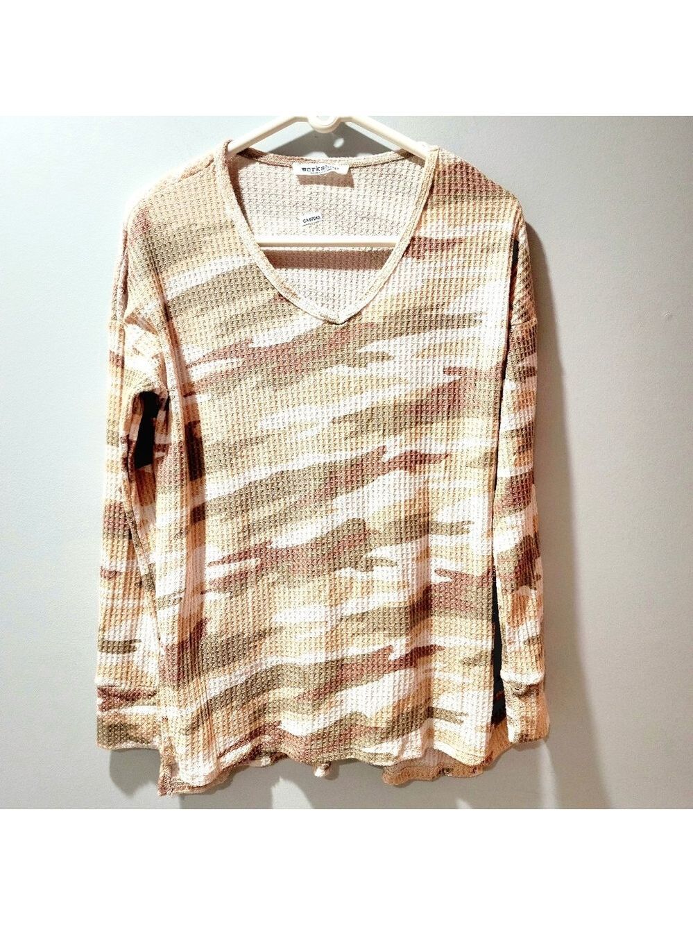 NWOT Workshop Republic Clothing Women Camo Pullover Sweater Top Size L
